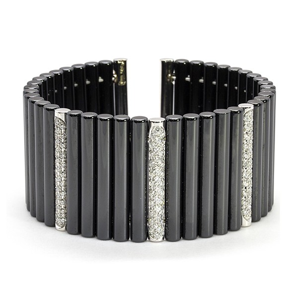 Marchisio 18K Diamond Black Ceramic Cuff Bracelet